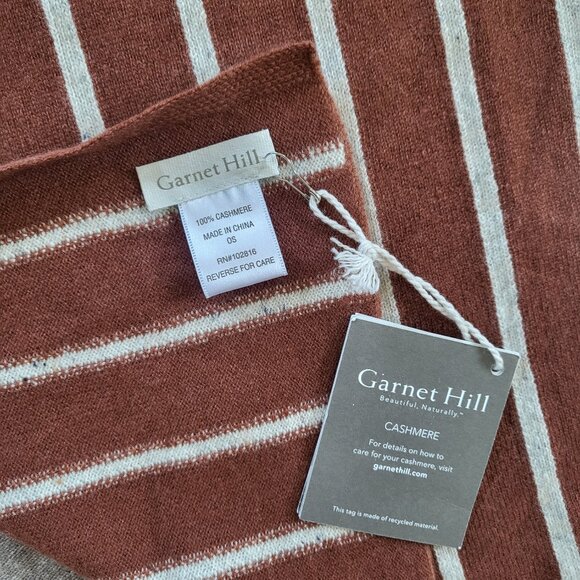 Garnet Hill Cashmere Wrap Scarf Rust Patchwork One Size - Picture 9 of 13